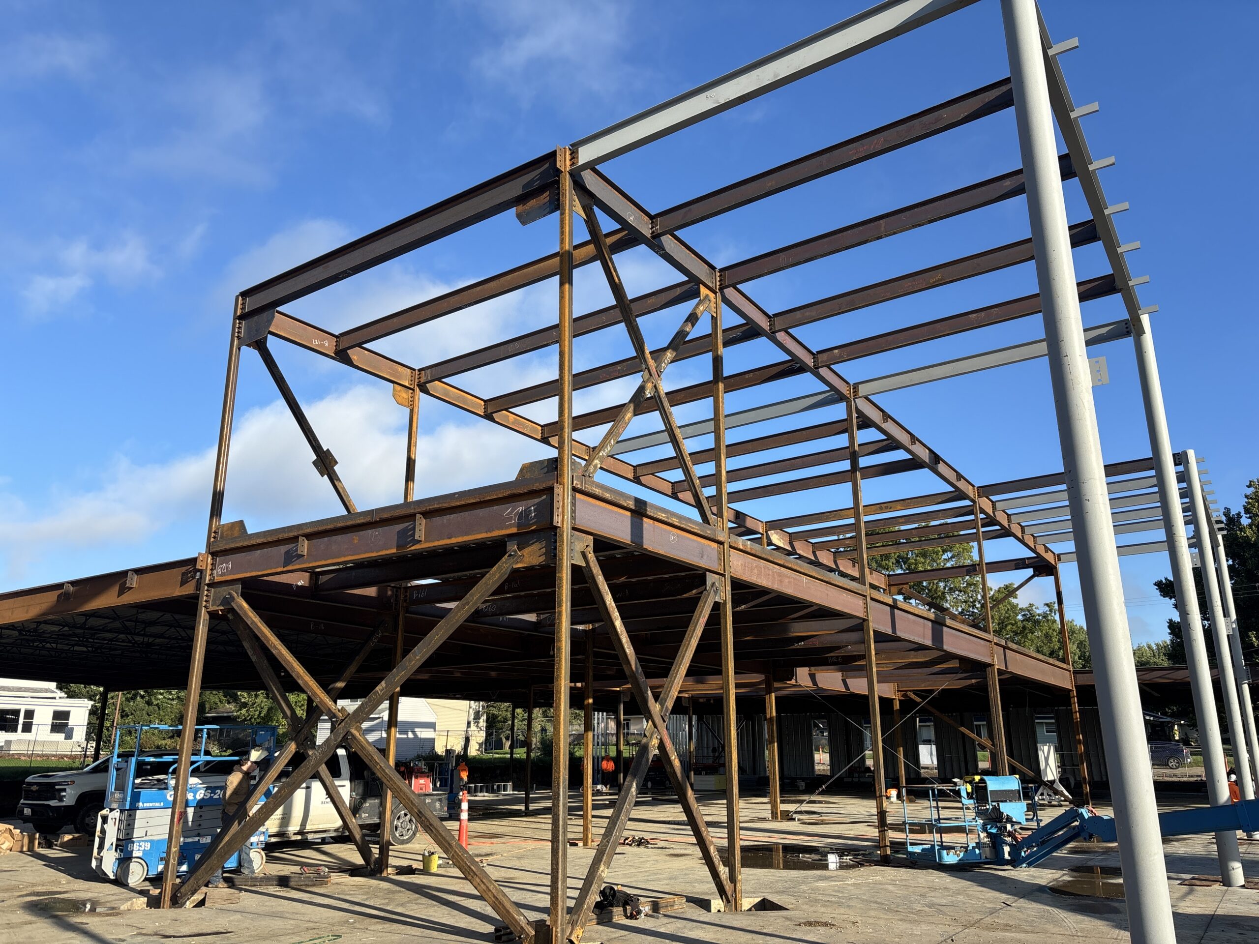Structural steel framing at Buena Vista Regional Medical Center
