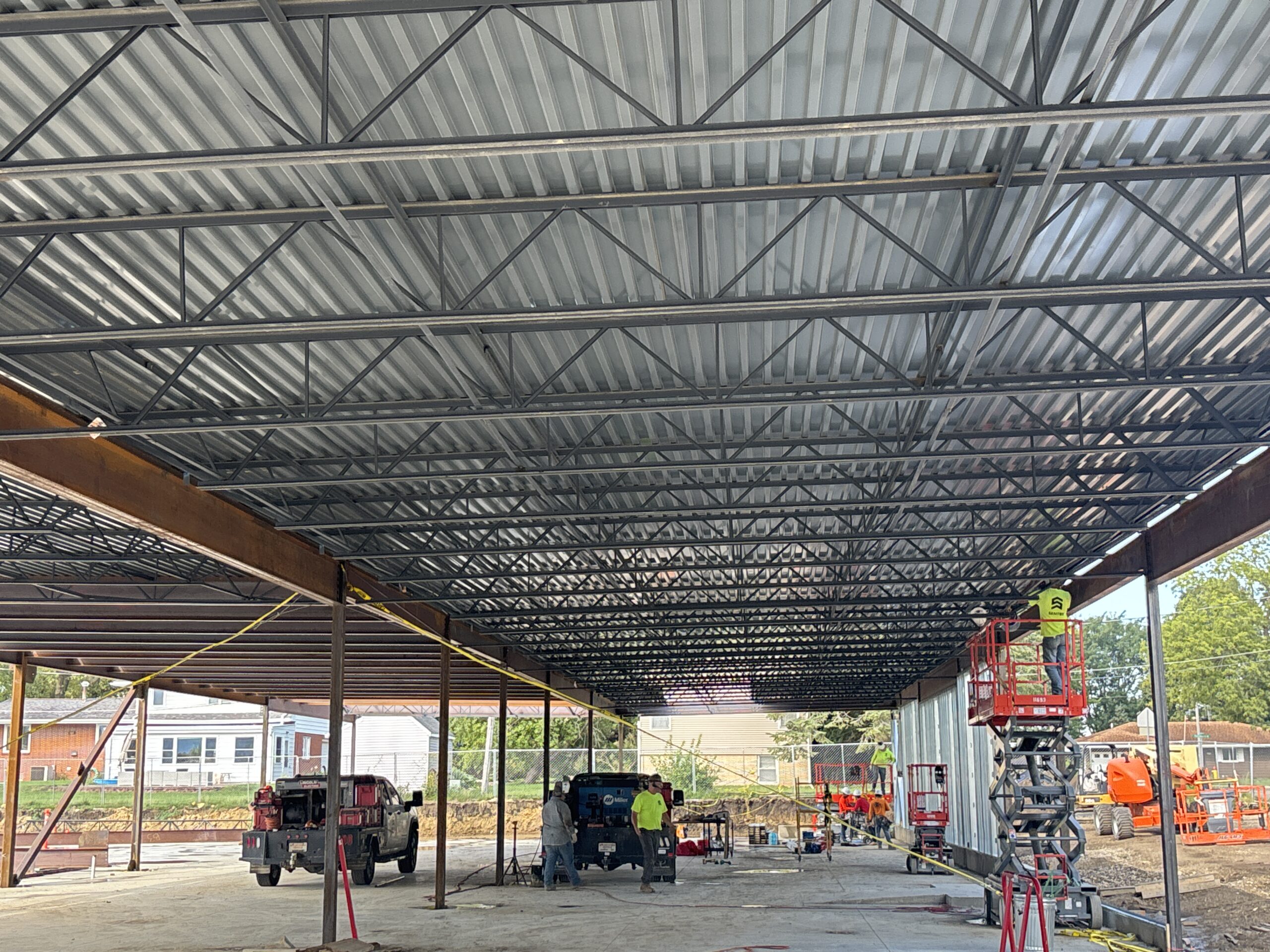 Interior structural steel framing and metal decking at Buena Vista Regional Medical Center