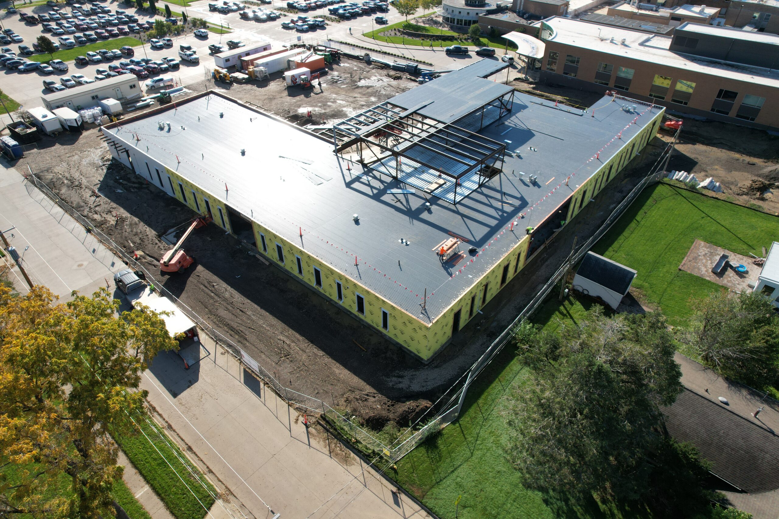 Aerial view of Buena Vista Regional Medical Center steel erection and construction progress