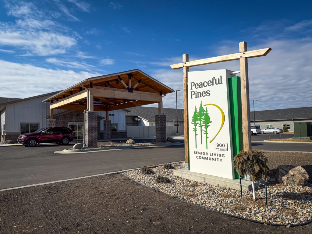 Peaceful Pines Senior Living entrance – electrical project by Sentry EPC in Brookings, SD
